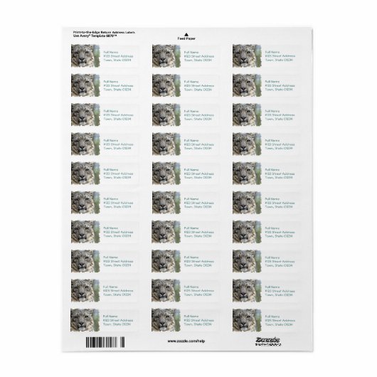 Snow Leopard Retouradres Mailing Label (Full Sheet)