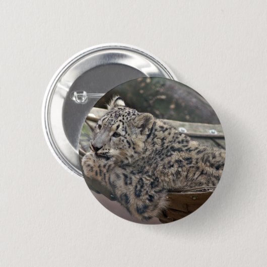Snow Leopard Ronde Button 5,7 Cm (Voorkant /achterkant)