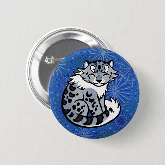 Snow Leopard Ronde Button 5,7 Cm (Voorkant /achterkant)