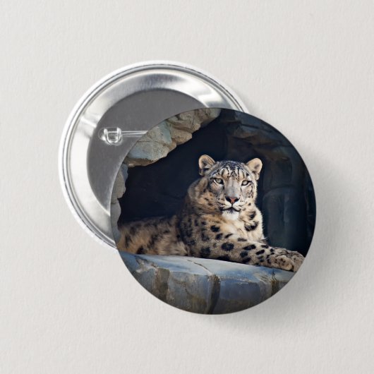 Snow Leopard Ronde Button 5,7 Cm (Voorkant /achterkant)