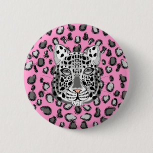 Snow Leopard Ronde Button 5,7 Cm