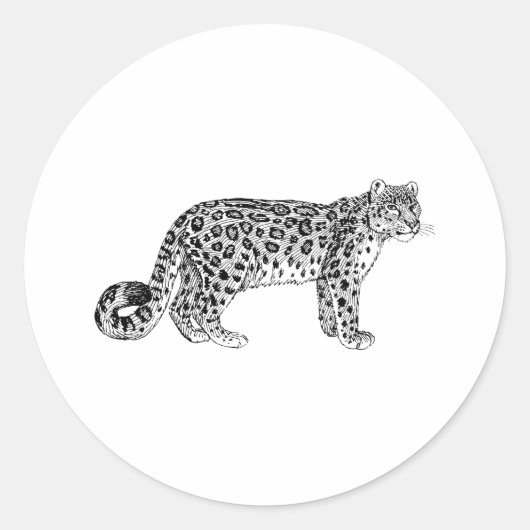 Snow Leopard Ronde Sticker (Voorkant)