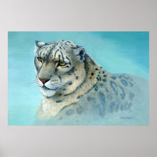 Snow Leopard-schilderij Poster (Voorkant)
