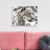 Snow Leopard Snow Portrait Canvas Afdruk (Insitu (Woonkamer))