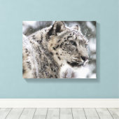 Snow Leopard Snow Portrait Canvas Afdruk (Insitu (Houten vloer))