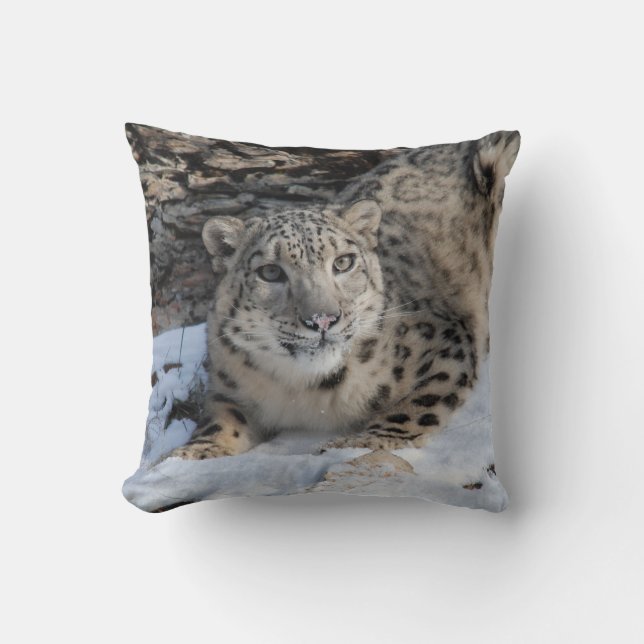 Snow Leopard Square Toss Cushion Kussen (Voorkant)