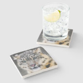 Snow Leopard Stenen Onderzetter (Zijkant)