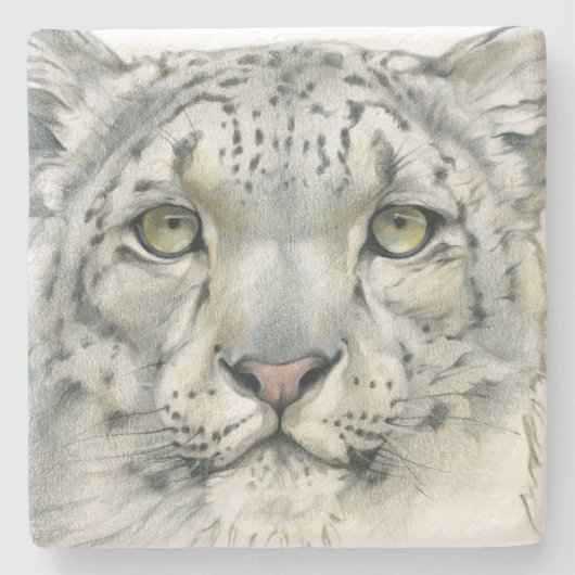 Snow Leopard Stenen Onderzetter (Voorkant)