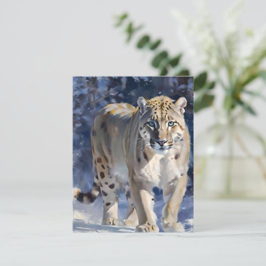 Snow Leopard Studie D - Oliën Feestdagenkaart (Staand voorkant)