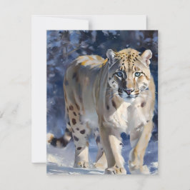 Snow Leopard Studie D - Oliën Feestdagenkaart