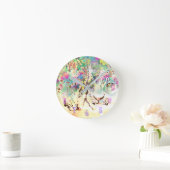 Snow leopard tropical flowers Hawaiian animal Ronde Klok (Huis)