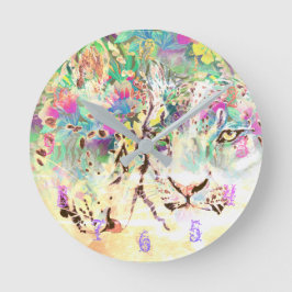 Snow leopard tropical flowers Hawaiian animal Ronde Klok