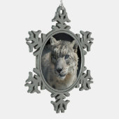 Snow Leopard-versiering Tin Sneeuwvlok Ornament (Links)