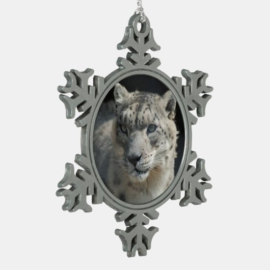 Snow Leopard-versiering Tin Sneeuwvlok Ornament (Links)