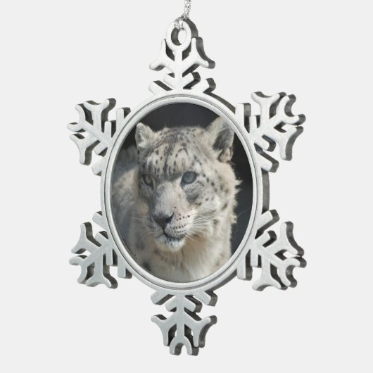 Snow Leopard-versiering Tin Sneeuwvlok Ornament (Rechts)