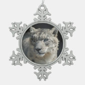 Snow Leopard-versiering Tin Sneeuwvlok Ornament (Voorkant)