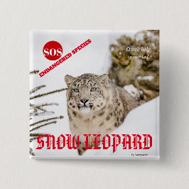 Snow Leopard Vierkante Button 5,1 Cm
