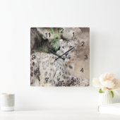 Snow Leopard Vierkante Klok (Huis)