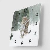 Snow Leopard Vierkante Klok (Hoek)