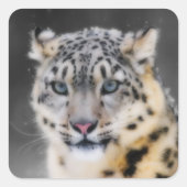 Snow Leopard Vierkante Sticker (Voorkant)