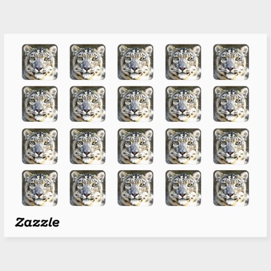 Snow Leopard Vierkante Sticker (Vel)