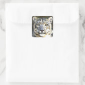 Snow Leopard Vierkante Sticker (Tas)