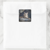 Snow Leopard Vierkante Sticker (Tas)