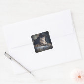 Snow Leopard Vierkante Sticker (Envelop)
