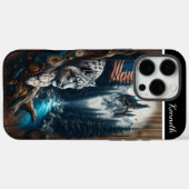Snow Leopard waakt over de besneeuwde bergen Case-Mate iPhone Case (Achterkant (horizontaal))