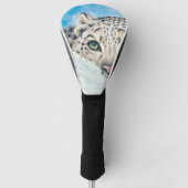 Snow Leopard Watercolor Art Golfheadcover (Voorkant)