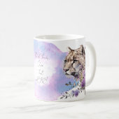 Snow Leopard Wild Cat Floral Waterverf Koffiemok (Voorkant rechts)