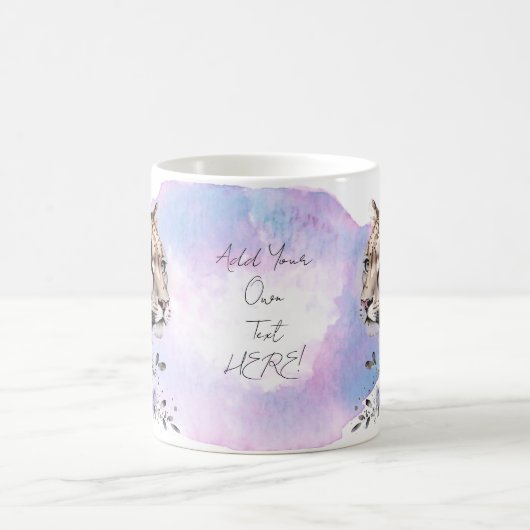 Snow Leopard Wild Cat Floral Waterverf Koffiemok (Center)