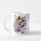 Snow Leopard Wild Cat Floral Waterverf Koffiemok (Links)