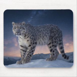 Snow Leopard Wild Majestic Animal Een sterrenstels Muismat
