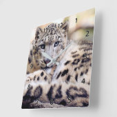 Snow Leopard Wildlife Wall Clock Vierkante Klok (Hoek)
