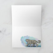 Snow Leopard ~ winterse wenskaarten Feestdagen Kaart (Binnen)