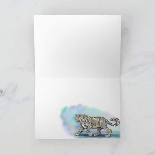 Snow Leopard ~ winterse wenskaarten Feestdagen Kaart (Binnen)