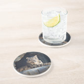 Snow Leopard Zandsteen Onderzetter (Zijkant)