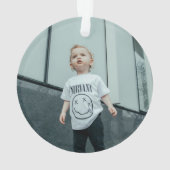 Snow Leopards & JOY Green Christmas Foto Ornament (achterkant)