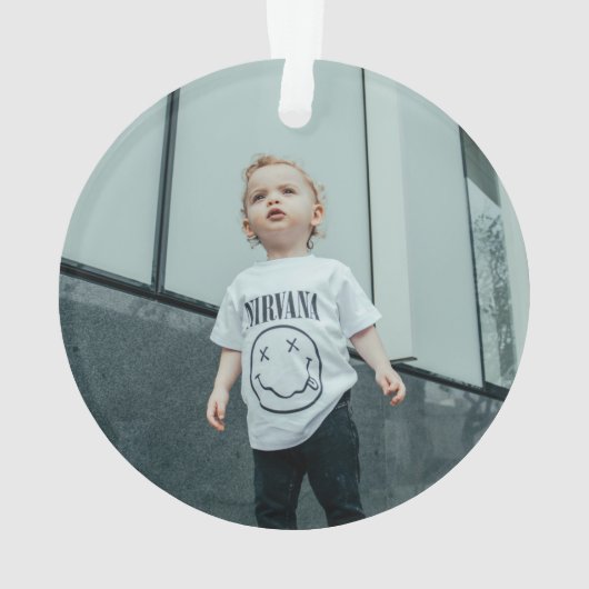 Snow Leopards & JOY Roze Kerstfoto Ornament (achterkant)