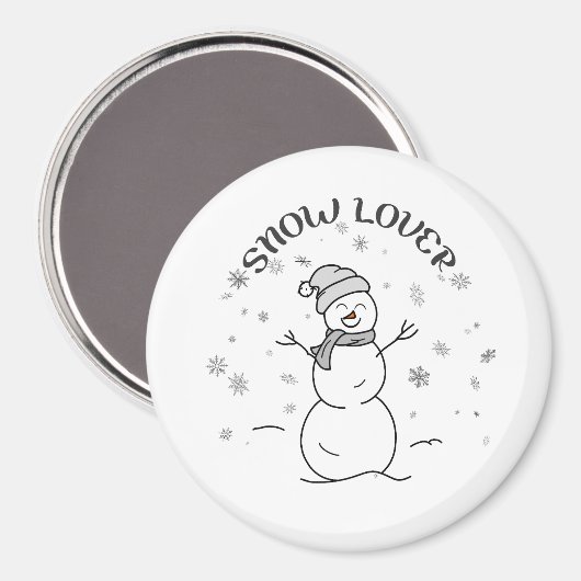 Snow Lover Cute Snowman Fridge Magnet              (Voorkant / Achterkant)