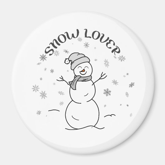 Snow Lover Cute Snowman Fridge Magnet              (Voorkant)
