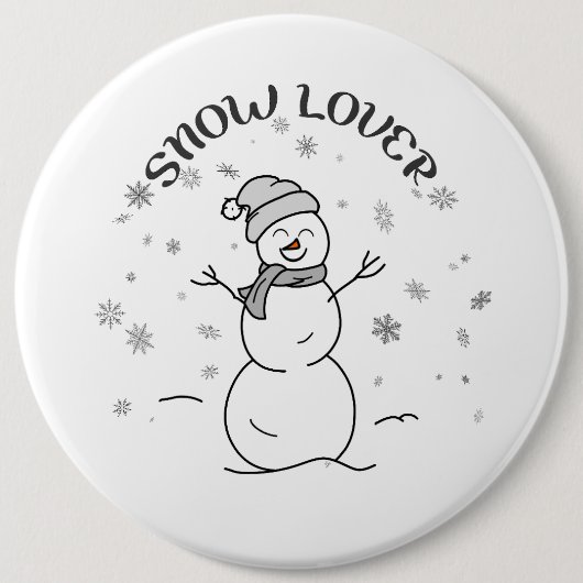 Snow Lover Cute Snowman Pin Button                 (Voorkant)