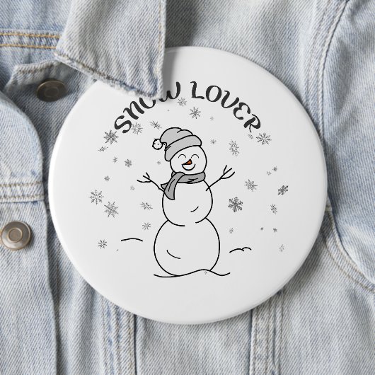 Snow Lover Cute Snowman Pin Button                 (In situ)