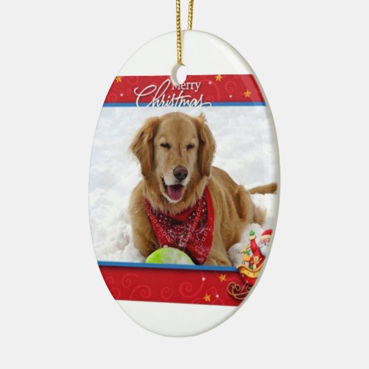 Snow Loving Golden Retriever kerstversiering Keramisch Ornament (Links)