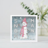 Snow Man Wenskaart Feestdagenkaart (Staand voorkant)