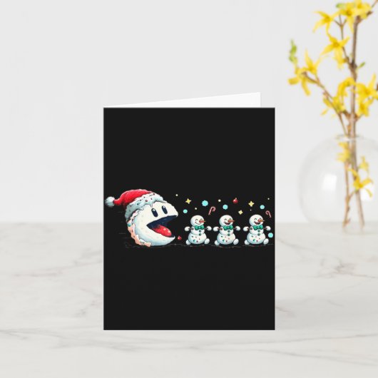 Snow Man Xmas Tee Snowman Gamer  Kaart (Gele Bloem)