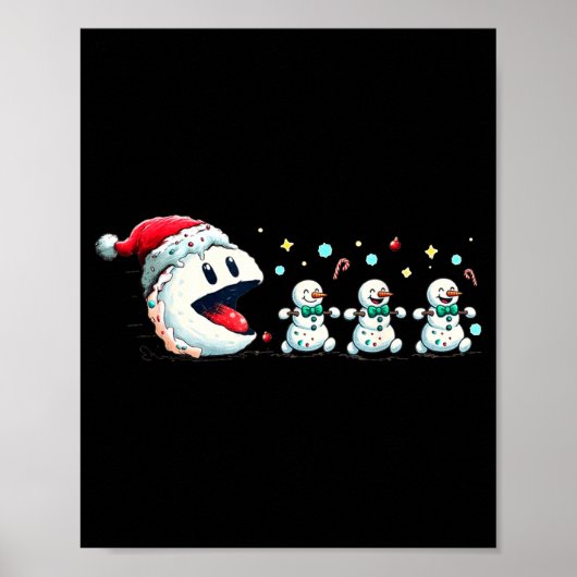 Snow Man Xmas Tee Snowman Gamer  Poster (Voorkant)