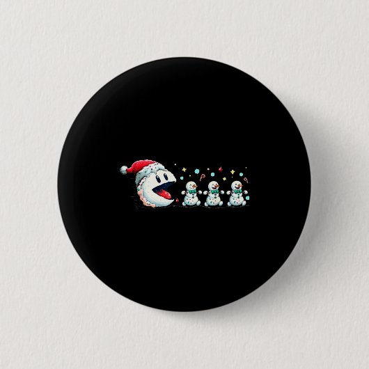 Snow Man Xmas Tee Snowman Gamer Ronde Button 5,7 Cm (Voorkant)