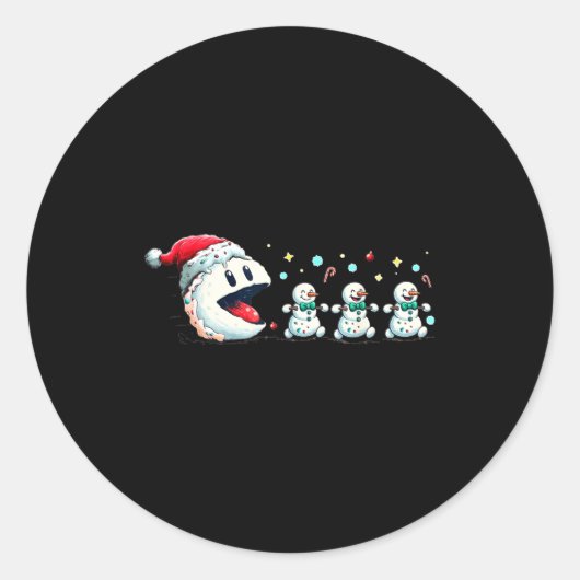 Snow Man Xmas Tee Snowman Gamer  Ronde Sticker (Voorkant)